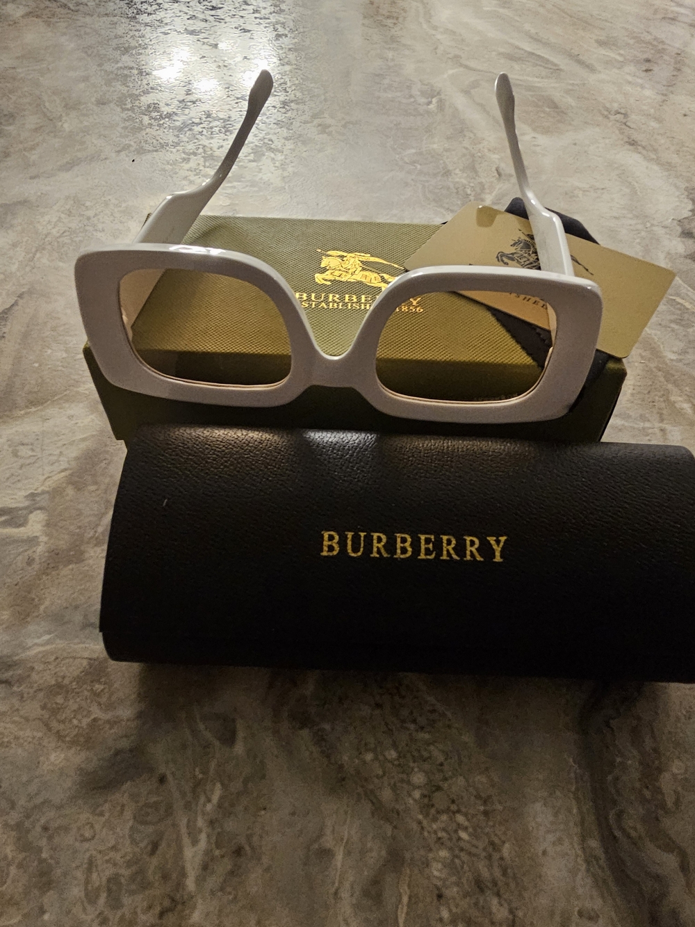 Burberry White Square Frame Sunglasses - Women's Accessories